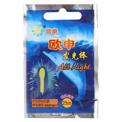 10 paquets de bâtons lumineux de pêche de nuit OCEAN SUN en forme d'ampoule, visibilité : 25 m, taille : 3,0 x 25 mm, forme d'ampoule, visibilité : 25 m