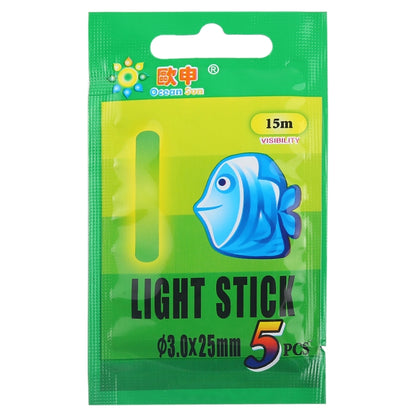 10 paquets de bâtons lumineux de pêche de nuit OCEAN SUN Luminous Float, Visibilité: 15m, Taille: 3.0 x 25mm, Visibilité: 15m (5 pièces)