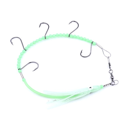 HENGJIA 32cm/7g Couteau de Pêche Fil de Poisson Lumineux Lumière de Nuit Hameçon Poulpe Calmar 5 Hameçons
