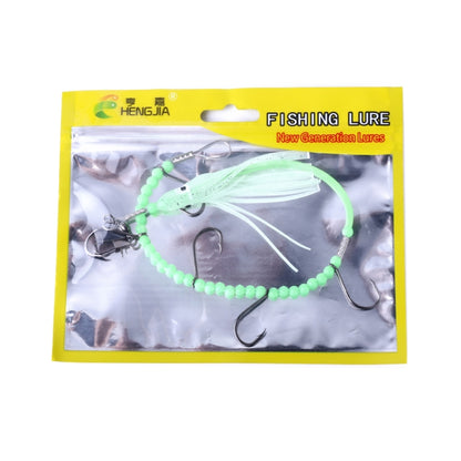 HENGJIA 32cm/7g Couteau de Pêche Fil de Poisson Lumineux Lumière de Nuit Hameçon Poulpe Calmar 5 Hameçons