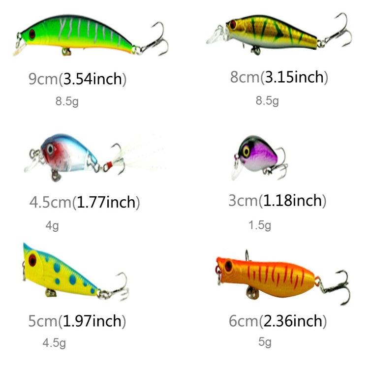 HENGJIA HENG JIA-SETL30 Ensemble de 30 Leurres de Pêche Minnow 6 Modèles Appâts Durs en Plastique, 30 PIÈCES