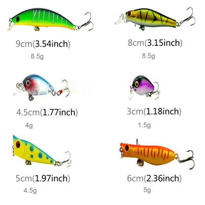 HENGJIA HENG JIA-SETL30 Ensemble de 30 Leurres de Pêche Minnow 6 Modèles Appâts Durs en Plastique, 30 PIÈCES