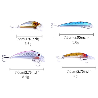 HENGJIA Lot de 26 leurres de pêche Minnow, 4 modèles d'appâts durs en plastique, 26 PCS