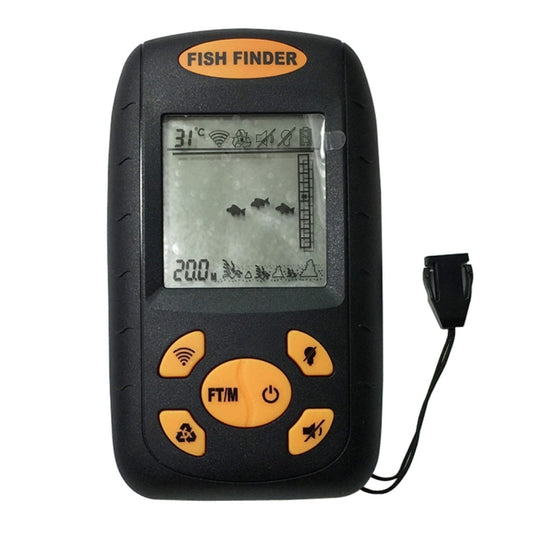Portable Ultrasonic Fish Finder, Water Depth & Temperature Fishfinder with Wired Sonar Sensor Transducer and LCD Display, Fish Finder  Black