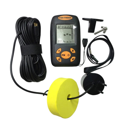 Portable Ultrasonic Fish Finder, Water Depth & Temperature Fishfinder with Wired Sonar Sensor Transducer and LCD Display, Fish Finder  Black