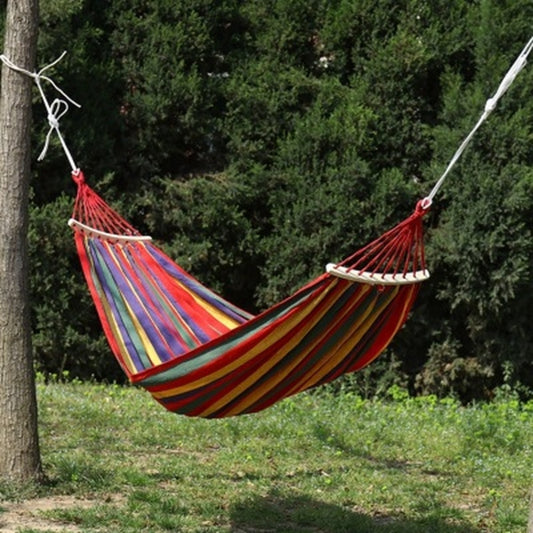 Hamac en toile pour une personne, résistant au renversement, lit de plage portable avec bâtons en bois, taille: 185 x 80 cm, taille: 185 x 80 cm, taille: 185 x 80 cm (rouge)
