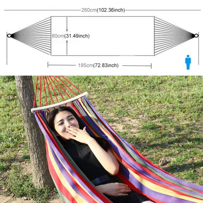 Outdoor Rollover-resistant Single Person Canvas Hammock Portable Beach Swing Bed with Wooden Sticks, Size: 185 x 80cm, Size: 185 x 80cm(Red), Size: 185 x 80cm