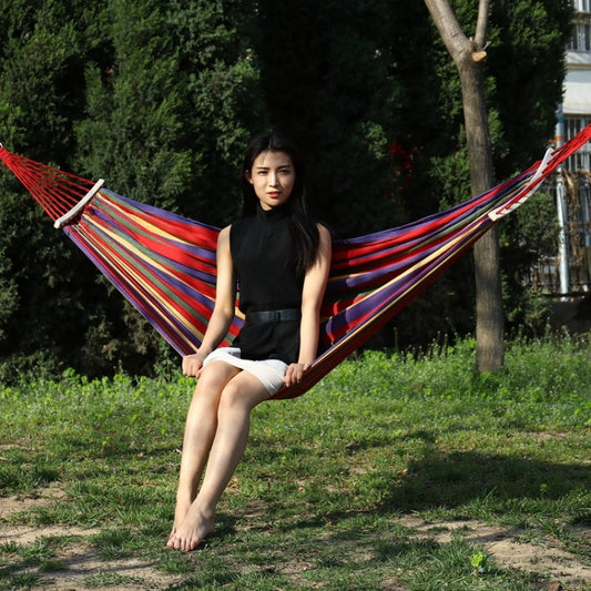 Hamac en toile pour une personne, résistant au renversement, lit de plage portable avec bâtons en bois, taille: 185 x 80 cm, taille: 185 x 80 cm, taille: 185 x 80 cm (rouge)