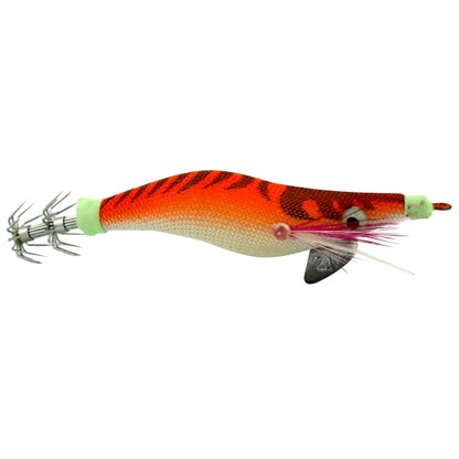 HENGJIA 8cm Leurre Dur en Plastique Calamar Pêche Leurre Crevette en Bois, 1# (Magenta+Rouge Foncé), 2# (Orange + Jaune), 3# (Jaune), 5# (Magenta), 6# (Orange)
