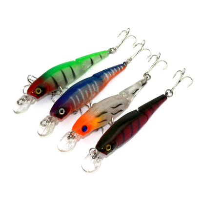 HENGJIA JM010-X 6# 8,8 cm 7,4 g Leurre de pêche artificiel en plastique dur en 2 sections avec hameçon triple, livraison de couleur aléatoire, JM010-X 6# 8,8 cm