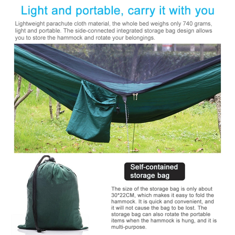 Portable Outdoor Parachute Hammock with Mosquito Nets, Green, Blue, Army Green, Black, Dark Blue + Baby Blue, Pink Blue