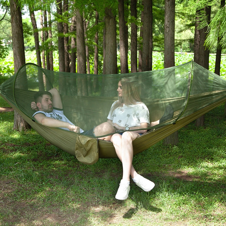 Portable Outdoor Camping Full-automatic Nylon Parachute Hammock with Mosquito Nets, Size : 290 x 140cm, 290x140cm Dark Green, 290x140cm Pink Blue, 290x140cm Green, 290x140cm Blue, 290x140cm Orange, 290x140cm Camouflage, 290x140cm Army Green            ...
