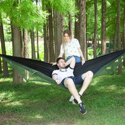 Portable Outdoor Camping Full-automatic Nylon Parachute Hammock with Mosquito Nets, Size : 290 x 140cm, 290x140cm Blue, 290x140cm Orange, 290x140cm Camouflage, 290x140cm Army Green, 290x140cm Black, 290x140cm Dark Blue, 290x140cm Dark Green            ...
