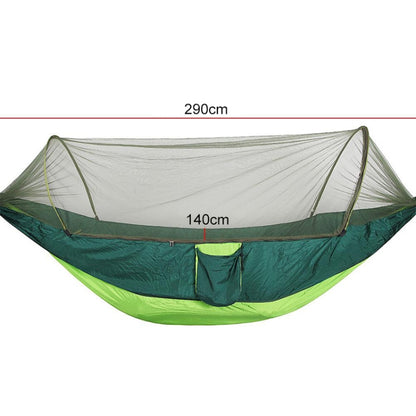 Portable Outdoor Camping Full-automatic Nylon Parachute Hammock with Mosquito Nets, Size : 290 x 140cm, 290x140cm Dark Green, 290x140cm Pink Blue, 290x140cm Green, 290x140cm Blue, 290x140cm Orange, 290x140cm Camouflage, 290x140cm Army Green            ...