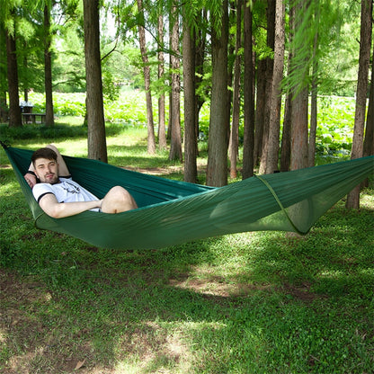 Portable Outdoor Camping Full-automatic Nylon Parachute Hammock with Mosquito Nets, Size : 290 x 140cm, 290x140cm Blue, 290x140cm Orange, 290x140cm Camouflage, 290x140cm Army Green, 290x140cm Black, 290x140cm Dark Blue, 290x140cm Dark Green            ...