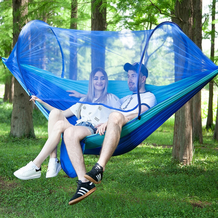 Portable Outdoor Camping Full-automatic Nylon Parachute Hammock with Mosquito Nets, Size : 290 x 140cm, 290x140cm Blue, 290x140cm Orange, 290x140cm Camouflage, 290x140cm Army Green, 290x140cm Black, 290x140cm Dark Blue, 290x140cm Dark Green            ...