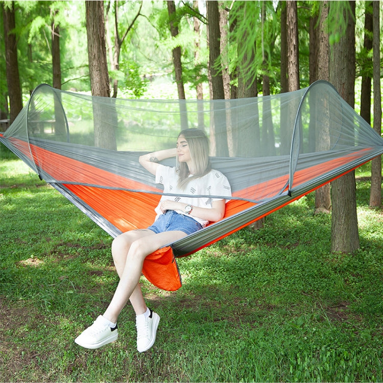 Portable Outdoor Camping Full-automatic Nylon Parachute Hammock with Mosquito Nets, Size : 290 x 140cm, 290x140cm Blue, 290x140cm Orange, 290x140cm Camouflage, 290x140cm Army Green, 290x140cm Black, 290x140cm Dark Blue, 290x140cm Dark Green            ...
