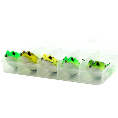 HENGJIA 5 Pcs Leurres Souples Pêche à la Frappe Ray Grenouille avec Boîte en Plastique, Leurres Souples Pêche à la Frappe