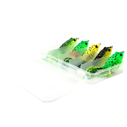 HENGJIA 5 Pcs Leurres Souples Pêche à la Frappe Ray Grenouille avec Boîte en Plastique, Leurres Souples Pêche à la Frappe