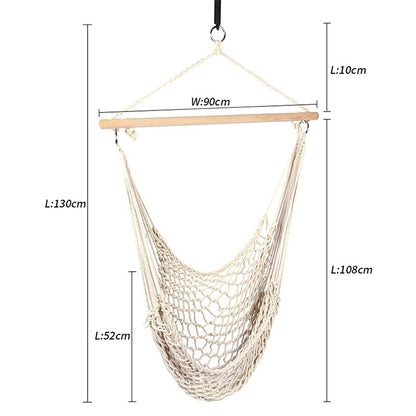 Aotu AT6732 Outdoor Cotton Rope Net Swing Frame Hanging Chair Hammock, Size: 130x90cm, Size: 130x90cm