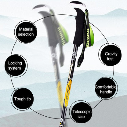 Bâtons de randonnée KODENOR en fibre de carbone pliables et portables pour alpinisme en plein air, longueur : 63-135 CM, longueur : 63-135 CM (noir + vert), longueur : 63-135 CM (noir bleu), longueur : 63-135 CM (noir jaune)