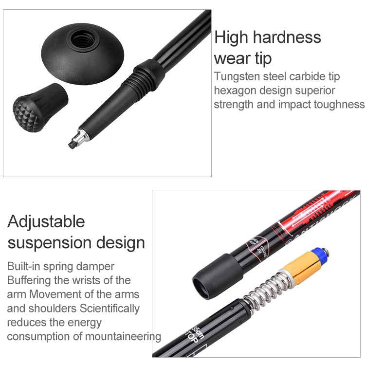 Aotu AT7551 135cm Aluminum Alloy Outdoor Camping Corky Trekking Poles, Red#135cm, Silver#135cm, Black#135cm, Blue#135cm