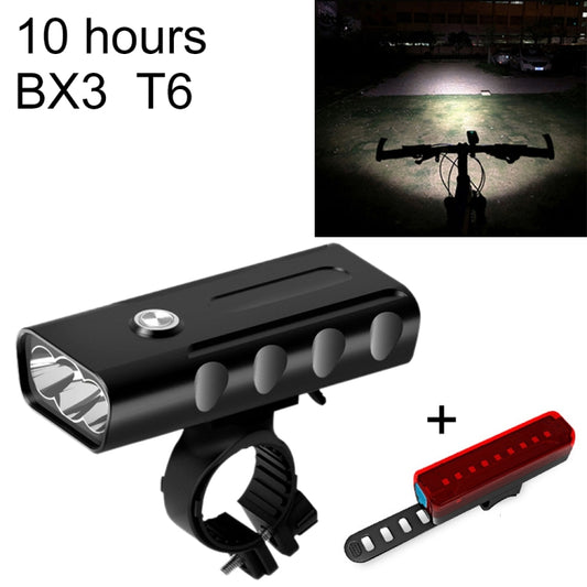 Lampe de vélo BX3 USB, éclairage avant de vélo (10 heures, lampe T6+A02), 10 heures, lampe T6+A02