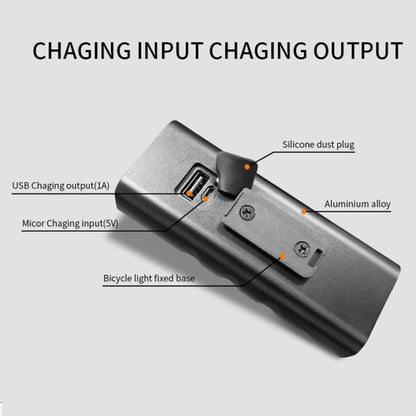 BX3 USB Charging Bicycle Light Front Handlebar Led Light (10 Hours, T6+A02 Lamp), 10 Hours, T6+A02 Lamp