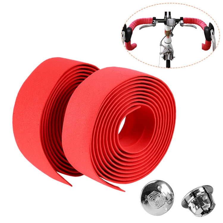 1 Pair Cycling Road Bike Sports Bicycle Cork Handlebar Tape Wrap + 2 Bar Plug, 2m Blue, 2m Red, 2m White, 2m Yellow, 2m Black, 2m Pink, 2m Green