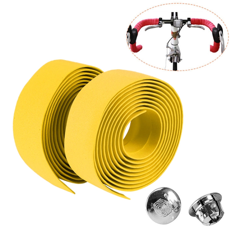 1 Pair Cycling Road Bike Sports Bicycle Cork Handlebar Tape Wrap + 2 Bar Plug, 2m Blue, 2m Red, 2m White, 2m Yellow, 2m Black, 2m Pink, 2m Green