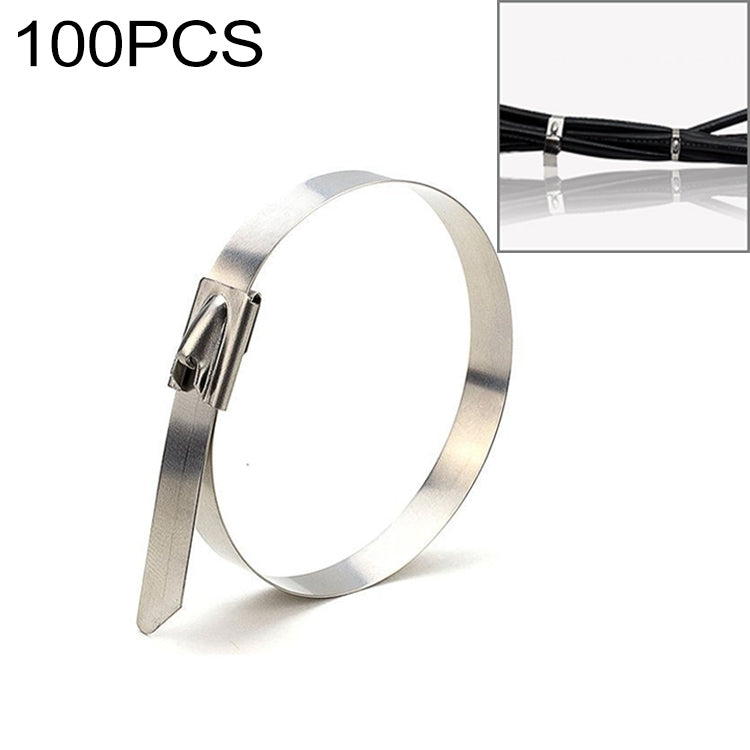 100 PCS 4.6x150mm Stainless Steel Metal Cable Ties Tie Zip Wrap Exhaust Heat Straps Induction Pipe, 4.6x150mm