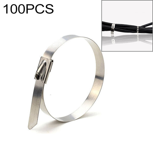 100 PCS 4.6x150mm Stainless Steel Metal Cable Ties Tie Zip Wrap Exhaust Heat Straps Induction Pipe, 4.6x150mm