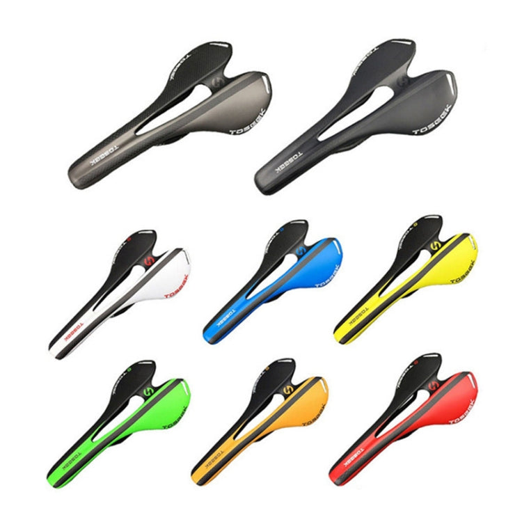 TOSEEK Selle de Vélo de Route en Fibre de Carbone, Creuse, Texture 3K + Extinction, Extinction(Rouge), Extinction(Jaune), Extinction(Orange)