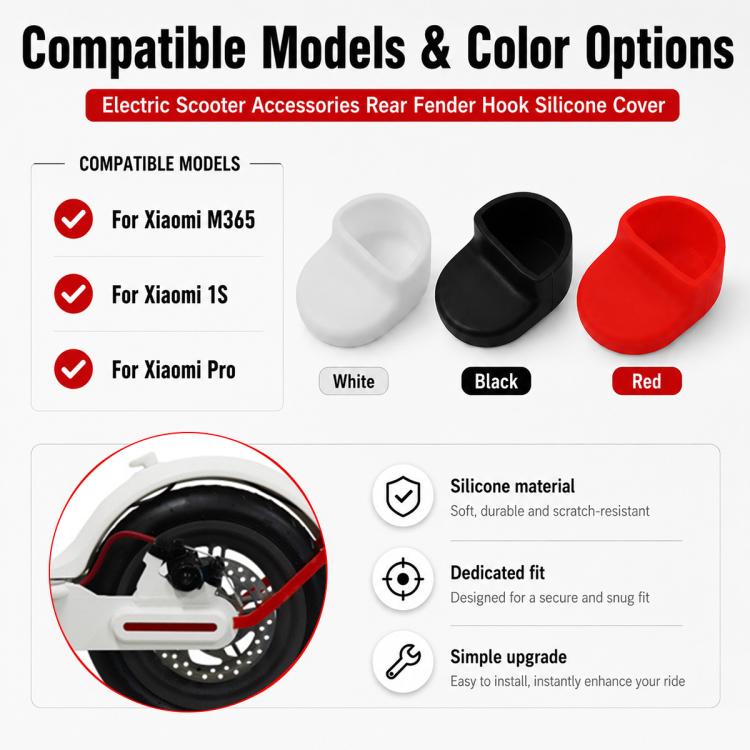 Accessoires de trottinette électrique Housse en silicone de protection pour crochet de garde-boue arrière Xiaomi Mijia M365
