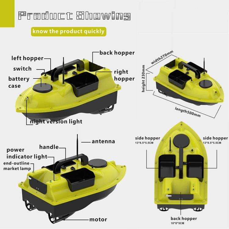 Bateau de pêche amorceur intelligent D18 Smart RC trois trémies, charge de 2 kg, télécommande de 500 m, D18