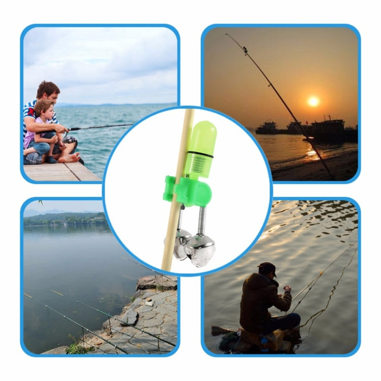 10 PCS Accessoire de Pêche Double Cloche Clip Alarme de Touche de Pêche avec Lumière de Nuit LED, Clochettes d'Alarme de Pêche