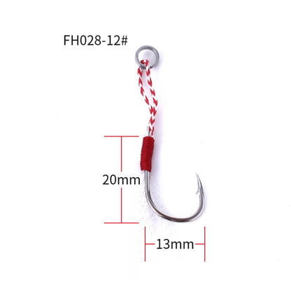 Lot de 5 crochets de pêche HENGJIA 12# en fer, liés avec fil, pour pêche en haute mer, 12#