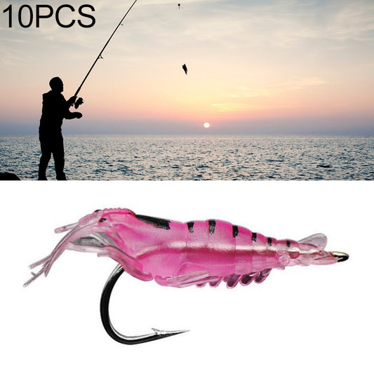10 PCS 4cm Fishing Soft Artificial Shrimp Bait Lures Popper Poper Baits with Hook, Pink Shrimp with Hook, Green Shrimp with Hook, Transparent Shrimp with Hook, Artificial Shrimp with Hook, Luminous Shrimp with Hook