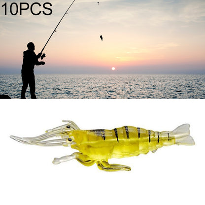 10 leurres souples de pêche de 4 cm type Popper, crevettes artificielles, crevettes lumineuses, crevettes roses, crevettes vertes, crevettes transparentes
