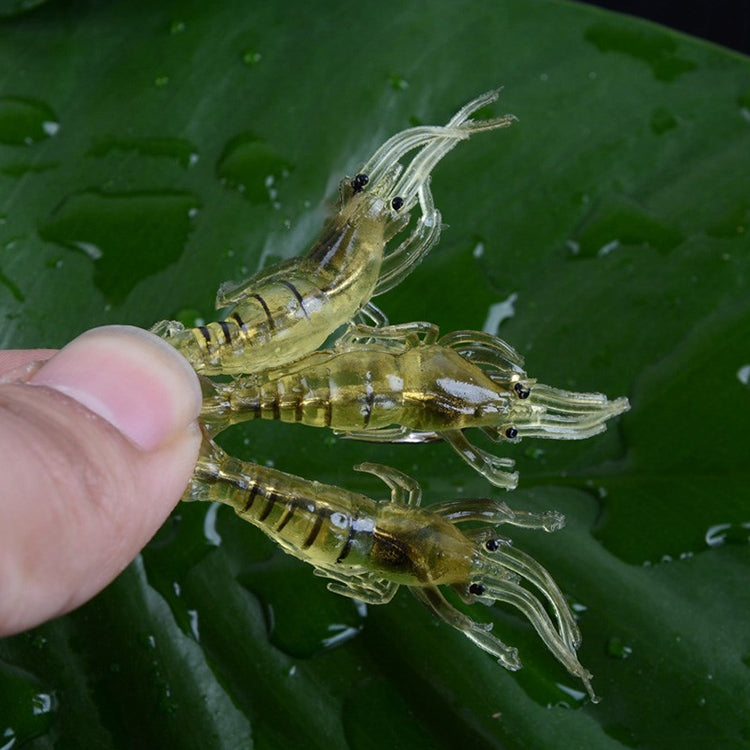 10 leurres souples de pêche de 4 cm type Popper, crevettes artificielles, crevettes lumineuses, crevettes roses, crevettes vertes, crevettes transparentes