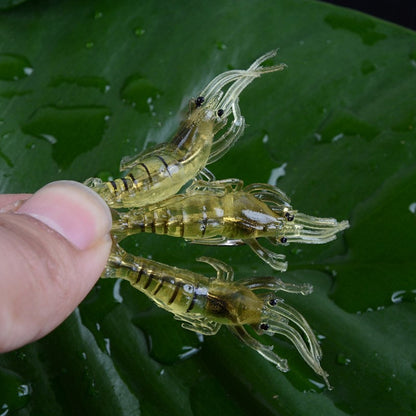 10 leurres souples de pêche de 4 cm type Popper, crevettes artificielles, crevettes lumineuses, crevettes roses, crevettes vertes, crevettes transparentes