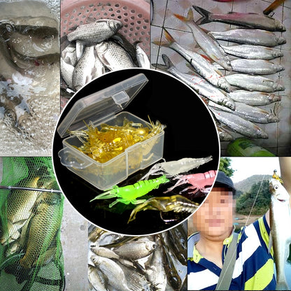 10 leurres souples de pêche de 4 cm type Popper, crevettes artificielles, crevettes lumineuses, crevettes roses, crevettes vertes, crevettes transparentes