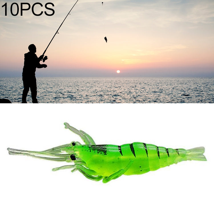 10 leurres souples de pêche de 4 cm type Popper, crevettes artificielles, crevettes lumineuses, crevettes roses, crevettes vertes, crevettes transparentes