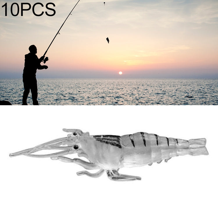 10 leurres souples de pêche de 4 cm type Popper, crevettes artificielles, crevettes lumineuses, crevettes roses, crevettes vertes, crevettes transparentes