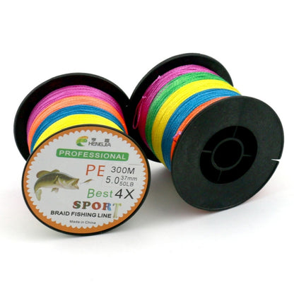 HENGJIA Fil de pêche tressé PE extra fort 4 brins 300m, ligne de cerf-volant, coloré 2.0# 0.24mm 28LB 11.3kg de tension, 2.0# 0.24mm 28LB