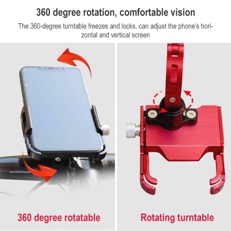 BIKERSAY MP008 Support de téléphone pour vélo et moto en alliage d'aluminium avec fixation au guidon, MP008(Noir), MP008(Rouge), MP008(Couleur Titane)