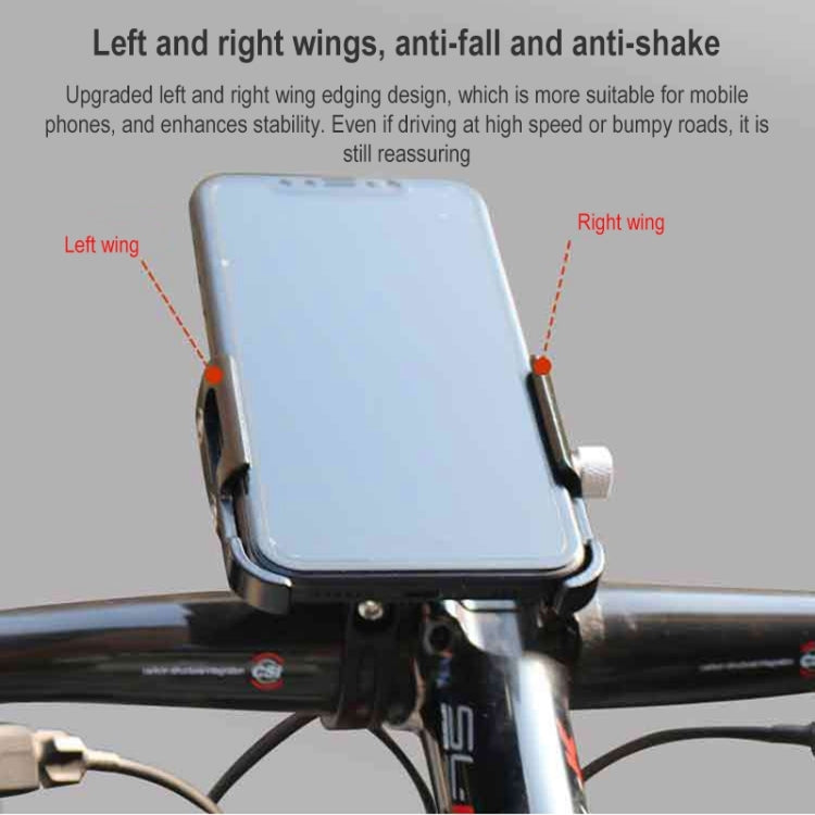 BIKERSAY MP008 Support de téléphone pour vélo et moto en alliage d'aluminium avec fixation au guidon, MP008(Noir), MP008(Rouge), MP008(Couleur Titane)
