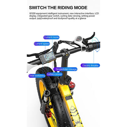 BEZIOR XF200 48V 15AH 1000W Folding Electric Bicycle, EU Plug(Black Grey), XF200 (Black Grey)