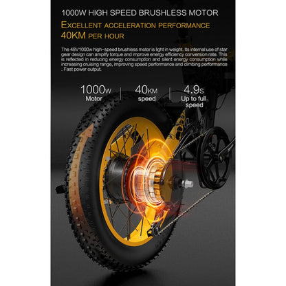 BEZIOR XF200 48V 15AH 1000W Folding Electric Bicycle, EU Plug(Black Grey), XF200 (Black Grey)