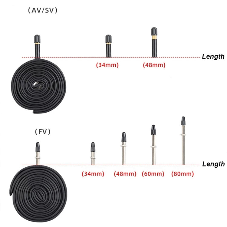 Chambre à air pneumatique PROMEND 26 x 2.125 AV48 en butyle pour VTT, 26 x 2.125 AV48